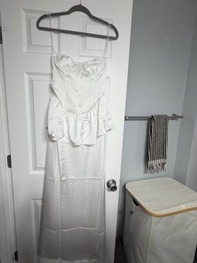 button midi dress self-portrait - Cream Crepe Button Midi Dress
